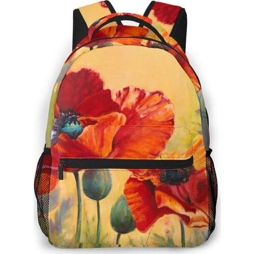 OLN Women Backpack with Multiple Using Women Backpacks Red Flower Female School Bag Girls Travel Bag