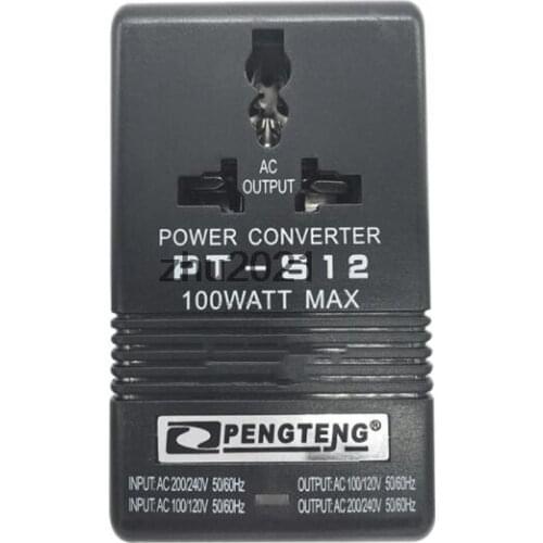 PT-S12 Black 100W Voltage Power Converter 220V To 110V 110V To 220V Travel Transformer