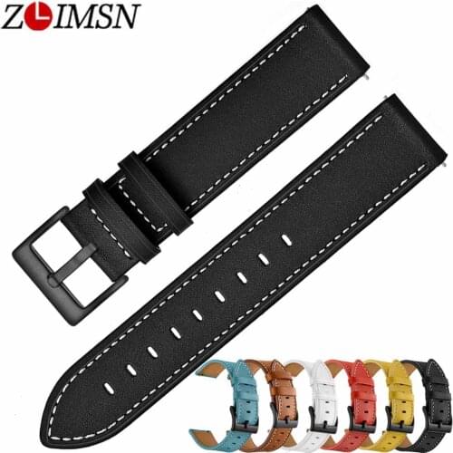 ZLIMSN New Cow Leather Watch Band 6 colors optional Mens Women watch strap 22mm Applicable for Universal series Watches strap