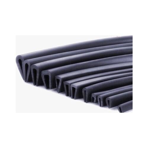 Rubber U Strip Edge Shield Encloser Bound Glass Metal Wood Panel Board Sheet for Cabinet Vehicle Thick 0.5mm - 14mm x 1m Black