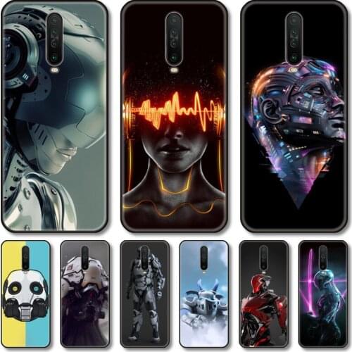 Robot cool man Phone Case For Redmi 10 9 8 7 6 GO S C T PRO Note 5G Black Cover TPU