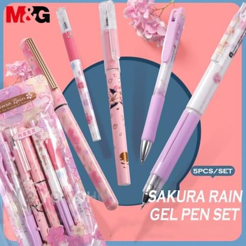 M&G Sakura Rain 0.35/0.38/0.5mm Rollerball Pen Cute Roll Gel Pens Quick-Dry Ink Fine Signature Pen School Office Gift Stationery