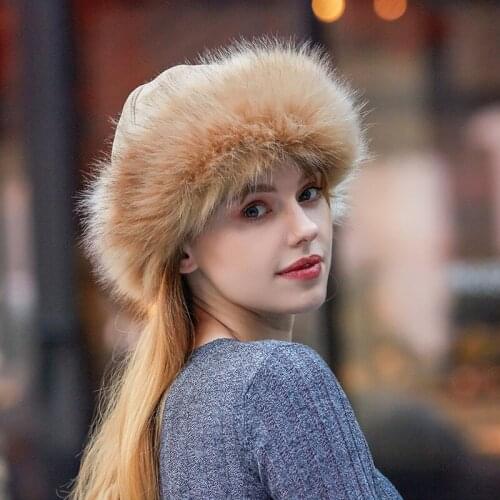 Womens Fluffy Faux Fur Hat Russian Hat Winter Warmer Ear Cap Ushanka Cossack Ski