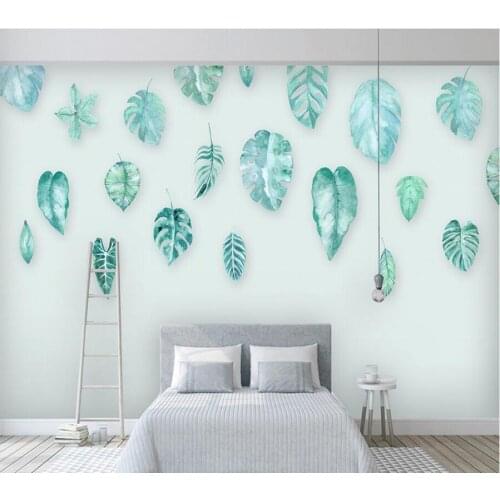 Custom Modern hand drawn leaves abstract wallpaper papel de parede living room bedroom tv sofa wall bathroom 3d wallpaper murals
