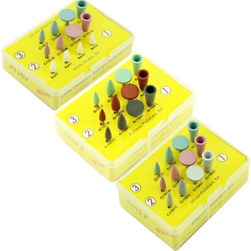 Dental Composite Silicone Polisher Kit For Low-Speed Handpiece Grinding Head Porcelain/Natural Teeth/Amalgam/Metal Polishing