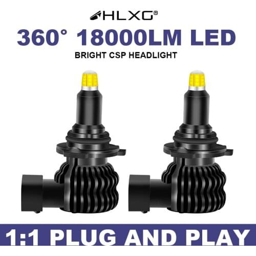 HLXG 9012 9005 9006 h1 LED headlight 18000LM luces bulb 100W 6000K lamp 12V 360 CSP h7 led canbus HB3 HB4 H8 H9 H11 car Light