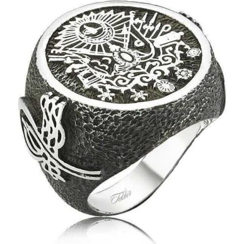 Tevuli 925 Sterling Silver Ottoman State Crested Male Ring