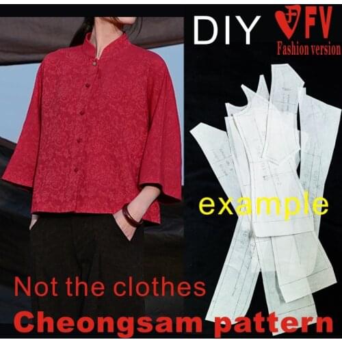 Improved Hanfu pattern cutting drawings Fashion stand-up collar small shirt clothing effect Figure 1: 1 physical pattern BQP-37