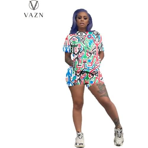 VAZN 2021 Hot Sales Regular High Street Tracksuit Top Short Pant Short Sleeve Young Nature Free Sim Women 2 Piece Set