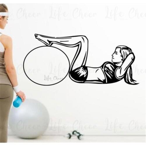 Yoga Gym Sports Wall Decals Fitness Sportswoman Vinyl Sticker Gym Studio Decoration Body Building Vinyl Art Poster AC397