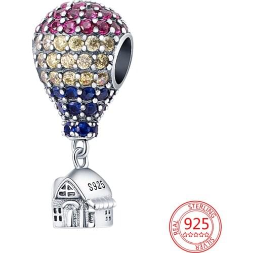 New 925 Sterling Silver Colorful Balloon House Charms Pendant Fit Original Pandora Bracelet For Women Festival Jewelry Gift