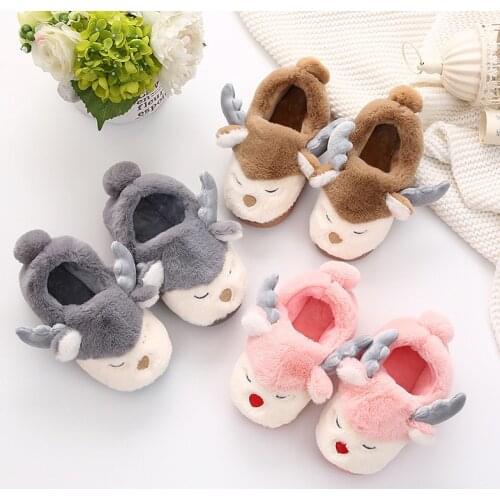 Winter Children Boots Baby Girl Cotton Shoes Baby Boy Home Slippers Bags with Autumn Girls Antlers Christmas Shoes for Kids