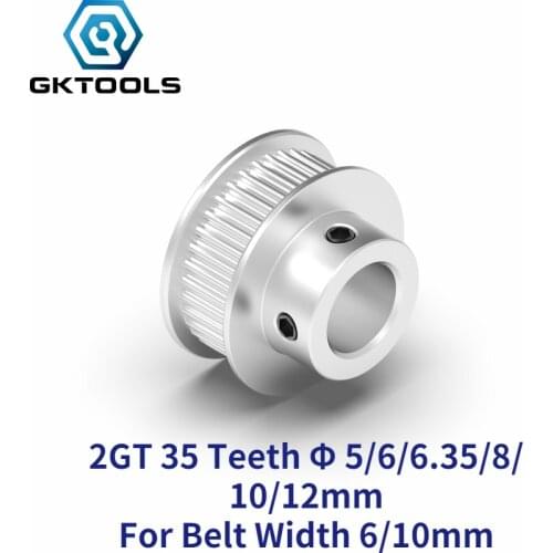 GKTOOLS 35 Teeth 2GT Timing Pulley Bore 5/6/6.35/7/8/10/12mm for GT2 Open Synchronous belt width 6/10mm small backlash 35Teeth