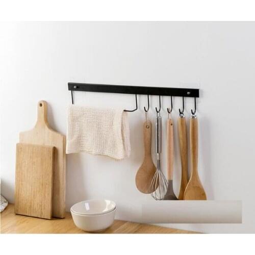 1PC 5 HookMetal Towel Wall Shelf Organizer Wall Mounted Nailless Bathroom Shelf Kitchen Storage Holder Rack QA 167