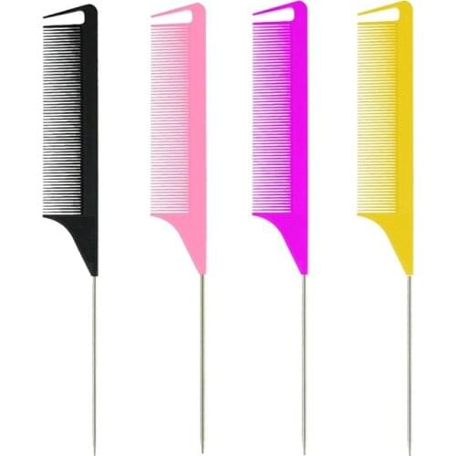 1 Pcs Highlight hair Cutting Comb Salon Dye Comb Hairdressing Metal Pin Antistatic Pointed Tail Comb Foiling Hair styling Comb