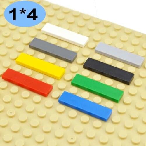 100pcs DIY Building Blocks Thin Figure Bricks Smooth 1x4 Educational Creative Size Compatible all Brand Toys for Children