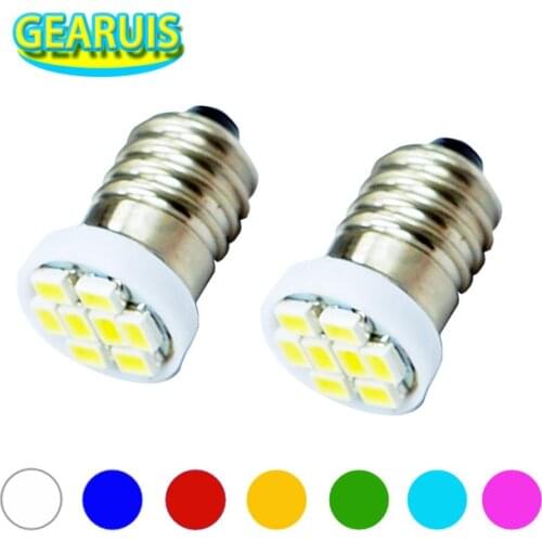 100X Free Shipping Xenon white blue red yellow green E10 8SMD 1206 LED 3020 8SMD Super Bright LED DC 12V Screw Bulb Lamp Lights