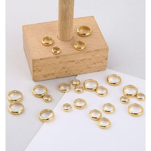 10pcs Real Gold Plating 18k double-hole Hollow Geometric Round Earrings For Women Ring Straight Hole Diy Accessories Material