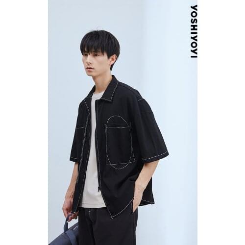 S-6XL 2021 New Men Womens clothing Hair Stylist Show Open line design tooling half sleeve Shirt Plus size costumes