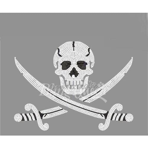 25PCS/LOT BlingQueen Iron On Rhinestud Transfers Skull Design