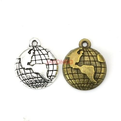 30pcs Antique Silver Plated Global Map Charms Pendants for Jewelry Making Necklace Earrings DIY Handmade Craft 20x16mm