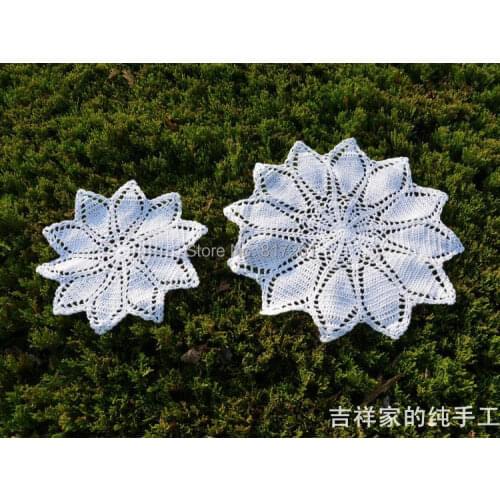 Free shipping 36cm 6 pics/lot cotton crocheted lace doily for wedding table mat as decorative item felt coaster pad pot holder