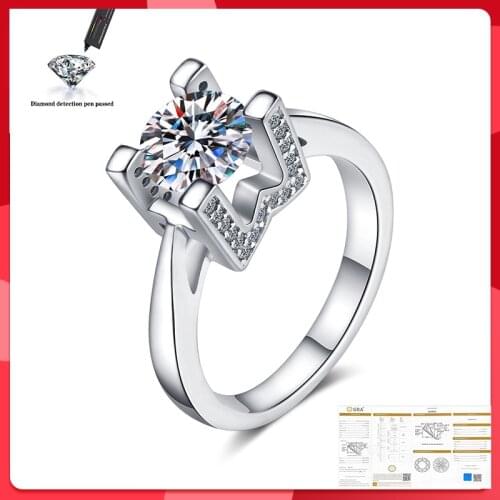 925 Sterling Silver Emerald Cut Created Moissanite Diamond Wedding Rings for Women Luxury Proposal Engagement Ring