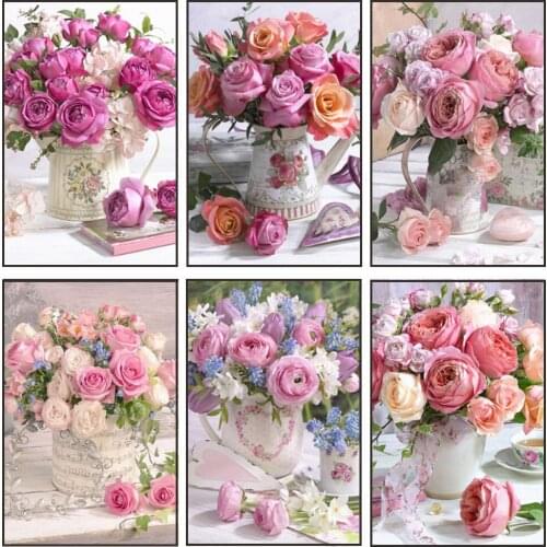 DIY Diamond Painting 5D Full Square Flower Diamond Embroidery Peony Rhinestone Picture Cross Stitch Rose Full Square Home Decor