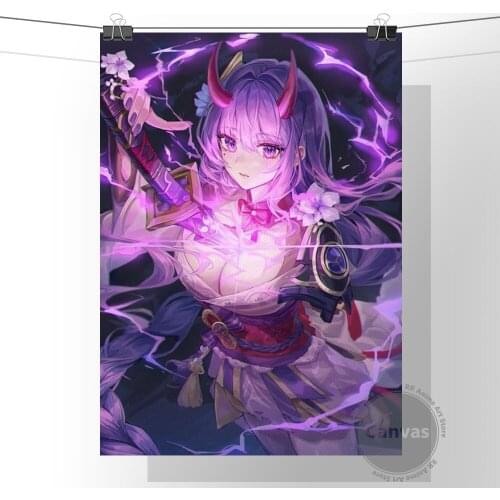 Anime Raiden Ei Genshin Impact Poster Pictures Home Manga Decoration Paintings Canvas HD Prints Wall Art Modular Living Room