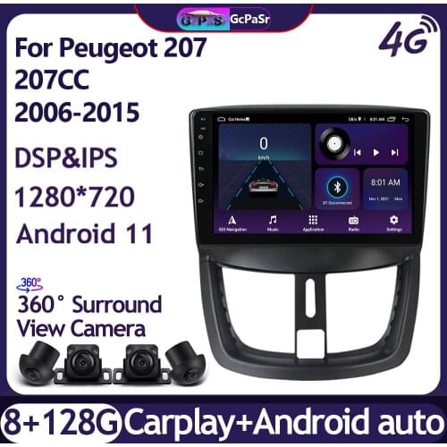 4G 2 din Android 10 Car Radio Stereo WIFI GPS Navigation Multimedia Player head unit For Peugeot 207 207CC 2006-2015 autoradio