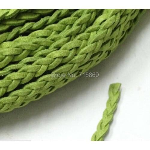 Free Ship 100 meters 6mm*1.5mm flat soft lime green Korea fuax suede leather cord