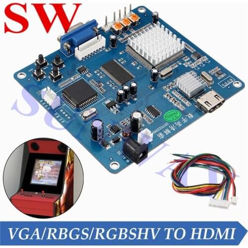 Free shipping New Arrival CGA TO HD converter RGBS / CGA / EGA to HD converting Board PCB for HD monitor arcade machine part