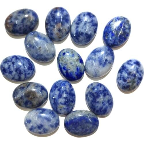 Natural Stone Sodalite Cabochon Beads Flat Back Oval shape No Hole Loose Beads For jewelry making DIY Ring Necklace accessories