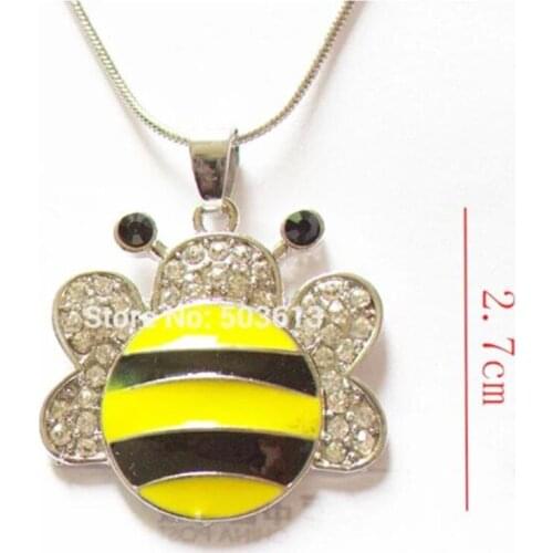 One piece fashion alloy rhinestone been charm with snake chains enamel metl animal necklace xy189