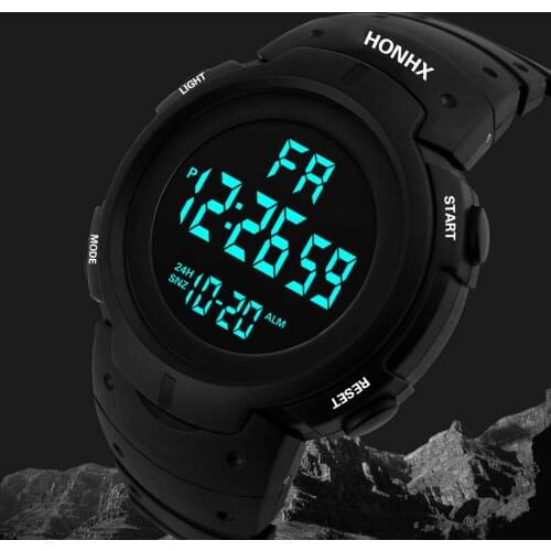 Sports Watches Fashion 50M Waterproof LED Digital Watch for Men Resin Dial PU Strap Clock Relogio Masculino Digital Watch