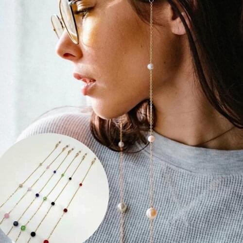 Eyeglasses Chain Bead Pearl Charm Sunglasses Holder Strap Eyewear Retainer Silicone Loops for Women Necklace Bracelet Gift