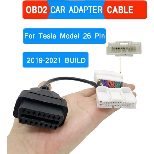 OBD2 Diagnostic Cable for Tesla Model 3 Model Y 2019 to 2021 26Pin Male Female Connector to OBDII 16Pin Adapter Harness