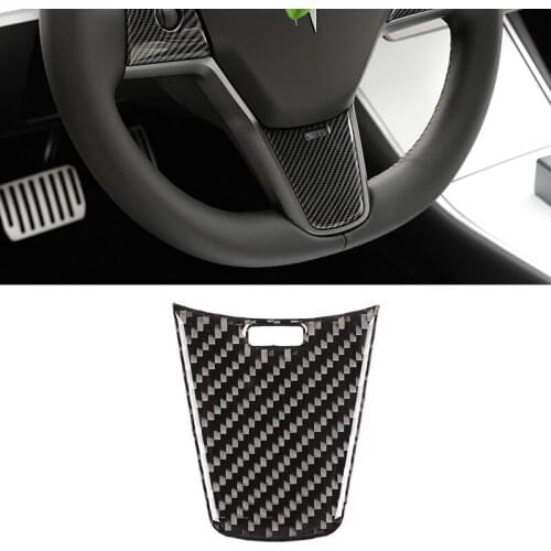 For Tesla Model 3 2018 2019 Car Carbon Fiber Steering Wheel Panel Frame Sticker Cover Trim