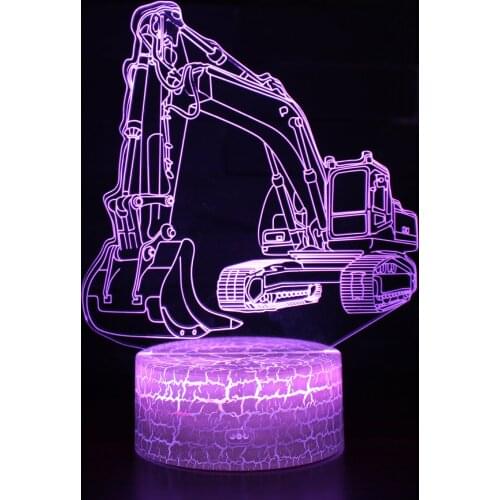 Excavator Remote Control Creative 3d Led Lamp Shades For Table Lamps Bedside decorative lamp for childrens Color Night Light