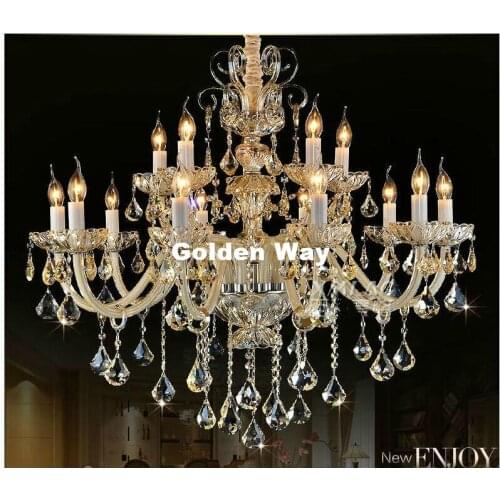 European Decora D100cm 18L Champagne White Crystal Chandelier LED Candelabro for Coffee Shop Bar Kid Modern Crystal Chandelier