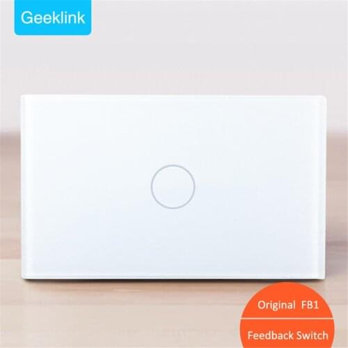 Geeklink US 1 Gang Feedback Switch RF Touch Screen Panel Light Switches Smart Home Remote Control LED Lamps Work with Thinker