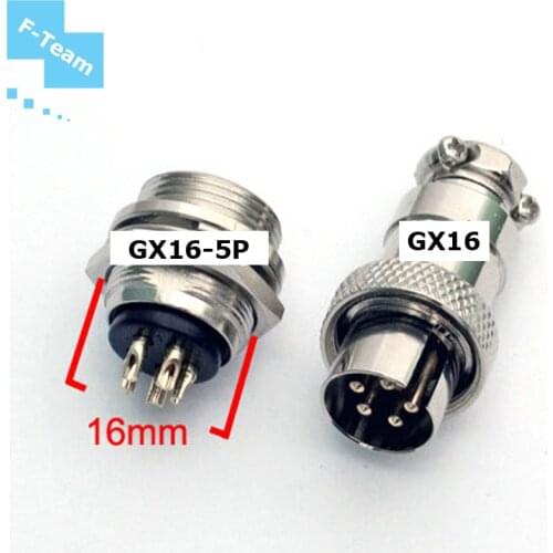 2 set 5 Pin 16mm Male & Female Wire Panel Connector kit GX16 Socket+Plug for aviation,computer ect.reversed assembling type