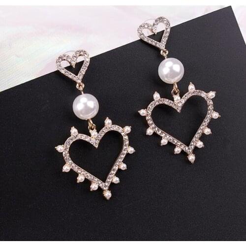 Fashion Earrings Female New Wave Hollow Double Love Earrings Personality Temperament Super Fairy Ins Earrings Earrings Gift