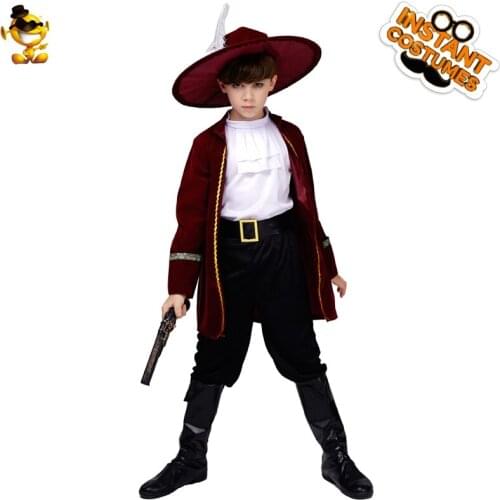 Fashion Little Boy Luxury Pirate Costume Cool Handsome High Quality Classic Pirate Suit Childrens Day Carnival Party Costume