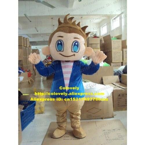Naughty Pink Brown Little Baby Boy Young Man Lad Mascot Costume Fancy Dress With Pink Shirt Blue Coat Pursed Mouth No.7211 FS