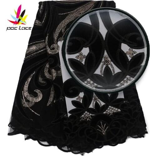 Nigerian Lace Styles Glitter Sequin Velvet Tulle Lace Embroidery Fabric Design with Onion Sequence French Mesh Material XZ2668B