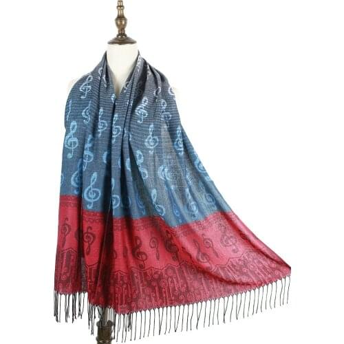 2021 New Women Music Printed with Tassel Long Winter Warm Scarf Shawl 178*69cm