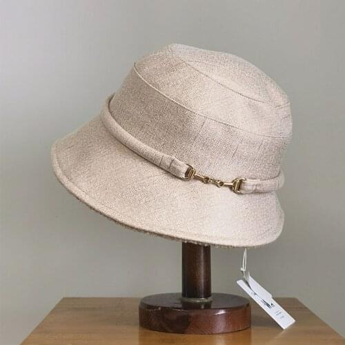 Hot Selling Hats For Women Autumn Winter Hats Metal Button Decoration Flat Top Bucket Hat Wide Brim Unisex Men Adult Cap Female