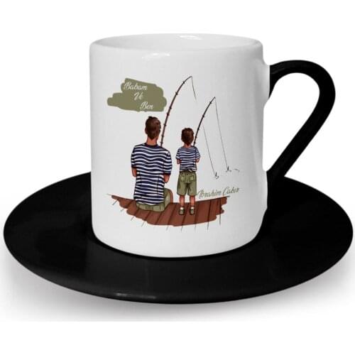 Personalized Fathers Day Themed Black Turkish coffee Cup 26-580