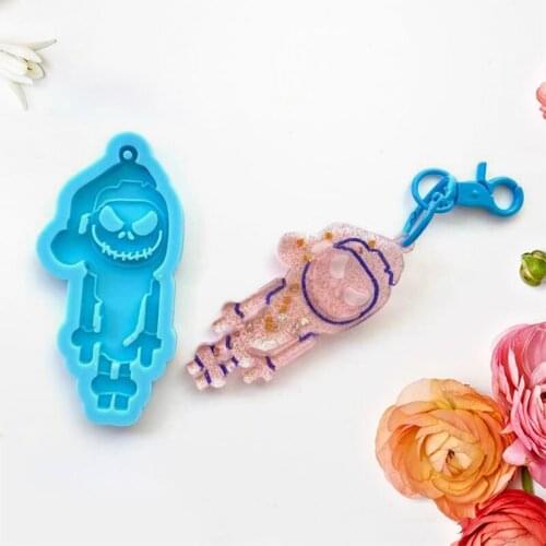 R58E Halloween Skeleton Frame Keychain Epoxy Resin Mold Jewelry Pendant Silicone Mold